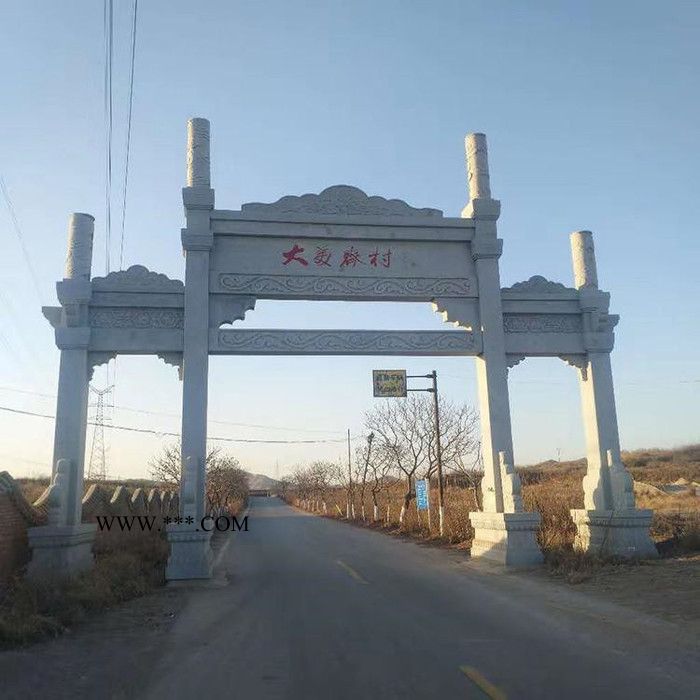 汉白玉石牌坊制作厂家 大理石单门牌坊 寺庙石雕楼价格