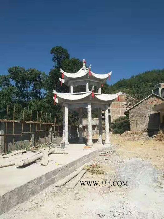东河 石亭子 双层欧式凉亭 山东厂家定制 公园休闲纯手工大理石四角凉亭图5