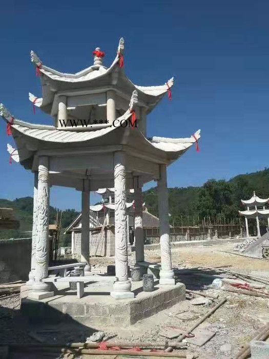 东河 石亭子 双层欧式凉亭 山东厂家定制 公园休闲纯手工大理石四角凉亭图6