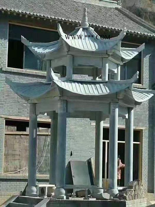东河 石亭子 双层欧式凉亭 山东厂家定制 公园休闲纯手工大理石四角凉亭图4