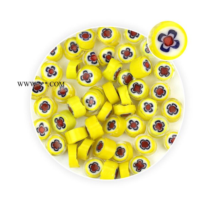 曼德1707006-8-4DIY工具 聚晶金刚石热熔玻璃切块250克白底黄边十字花图案玻璃珠手工制作玻璃饰品材料图7