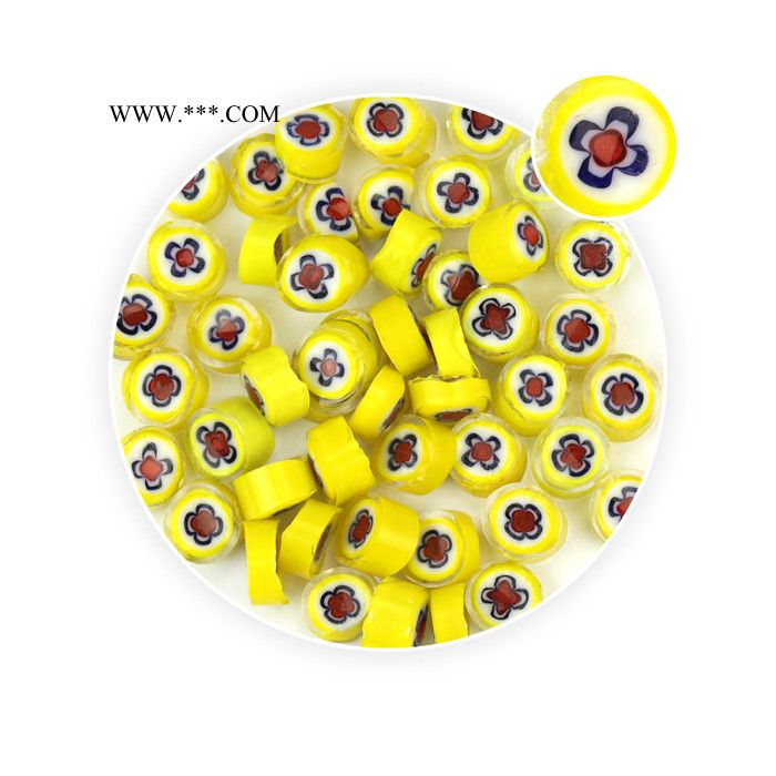 曼德1707006-8-4DIY工具 金刚石刀具热熔玻璃切块500克白底黄边十字花图案玻璃珠手工制作玻璃饰品材料图7