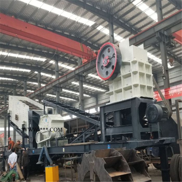 双跃机械 鹅卵石反击式移动破碎机 河南轮胎式移动破碎站 碎石移动破碎站图5