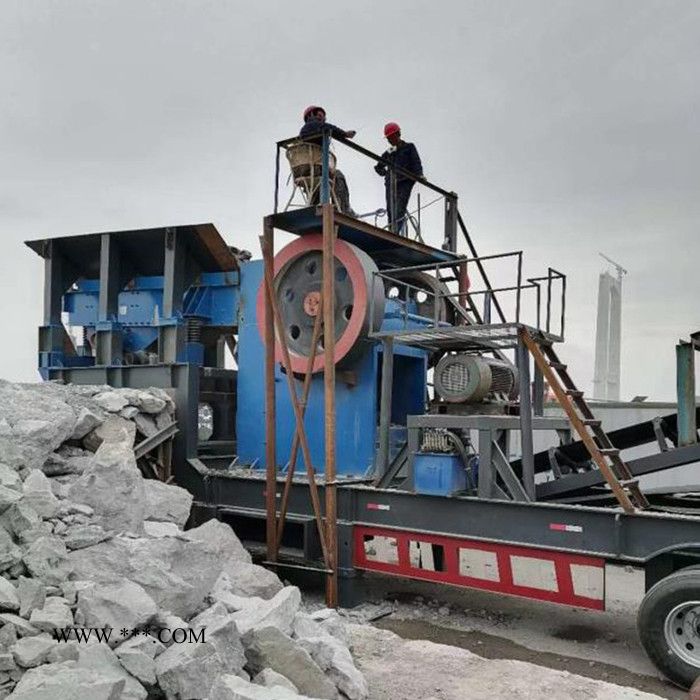鑫华宝 点赞踩 矿石破碎机 石料颚式破碎机 公路石料破碎机 油电混合轮胎式移动破碎站图2