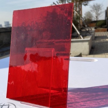 厂家现货供应 3mm半透明正红色热熔玻璃 支持任意尺寸 【B9-2】